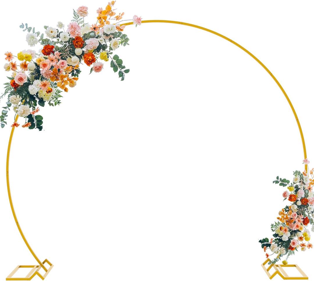 Fomcet 7.2FT Round Backdrop Stand Gold Metal Circle Balloon Arch Frame Large Wedding Arch Stand for Birthday Party Anniversary Valentine Wedding Ceremony Decorations