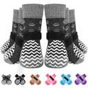 EXPAWLORER 6Pcs Anti Slip Dog Socks to Prevent Licking Paws, Dog Shoes for Winter, Double Sides Dog Boots & Paw Protectors Booties for Hardwood Floors with Grippers for Medium Senior Dogs, M