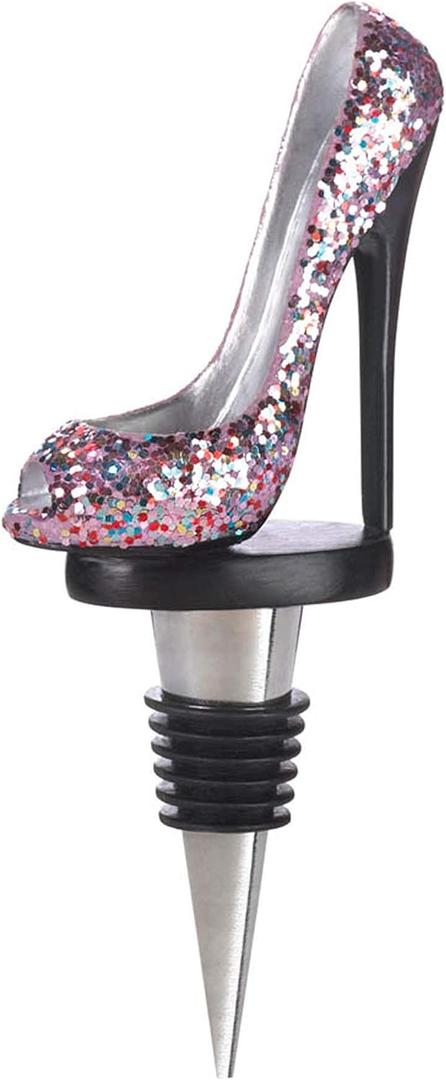 Glitter Shoe Wine Bottle Stopper 2.5x1x5.5"