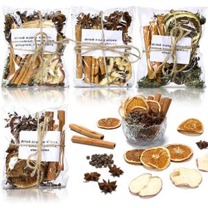 4 Pcs Christmas Stovetop Potpourri Xmas Simmer Pot Kit Dried Orange Apple Pieces Potpourri Simmer Pot Room Air Freshener Sachet Botanical Bowl Filler Gift Decor for Holiday Xmas Decor