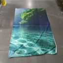 BSFHH Nature Tapestry Forest Tree Sea Cave Wall Hanging, Stream Through Rainforest Landscape Wall Art Tapestry for Bedroom Living room (Lake View, 90"×70", Unframed)