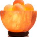 UMAID Himalayan Salt Lamp Bowl with 6 Massage Balls, Mothers Day Gifts for Mom, Dimmable Pink Rock Salt Lamp Light, Unique Home Decor for Bedroom, Spa Relaxation & Meditation
