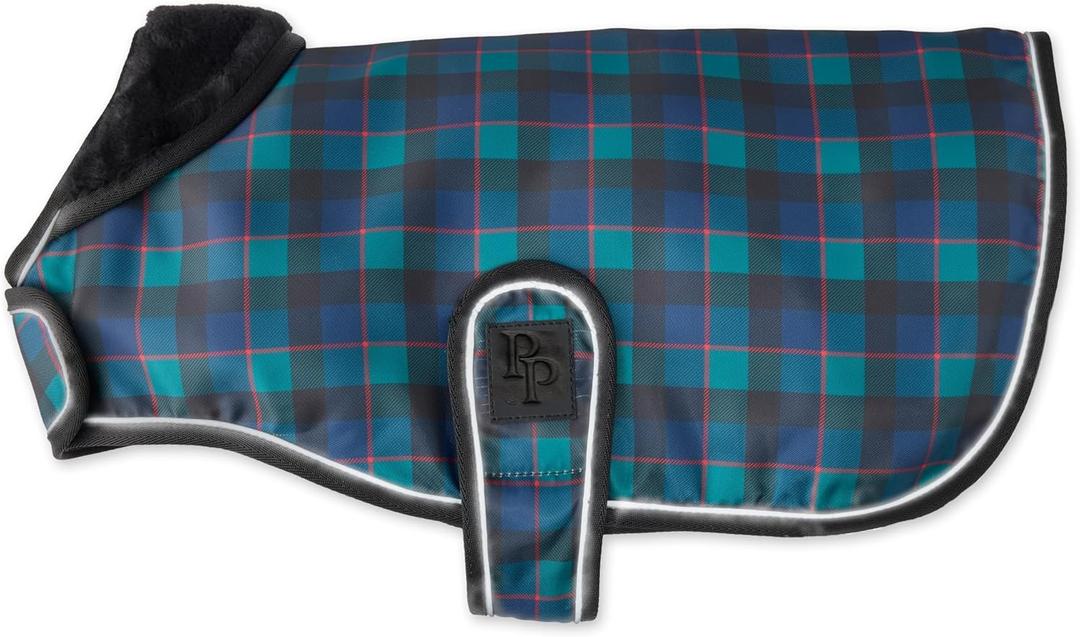 Pet Passion Breeze II - The Windbreaker, Water Resistant Pet Raincoat, Vegan Fur and Lined Pet Jacket for Dogs, Black Watch Plaid, Medium (20-45 lbs)