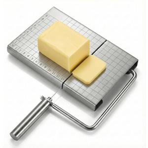 Wire Cheese Slicer with Measuring Board and Adjustable Tension Control, for Consistent Results with Different Cheese Types, Includes 5 Extra Stainless Wires