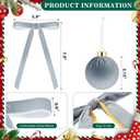 51 Pcs Christmas Velvet Ornaments 15 Pcs Christmas Tree Decor Balls 3.14" 36 Pcs Velvet Vintage Ribbon Bows 5/8" Wide 6 * 8" for Xmas Tree Hanging Decorations Home Indoor Decor (Gray Blue)