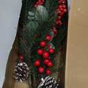 4 Pcs Christmas Artificial Pine Branches 28.3 inch Norfolk Pine Stems Christmas Greenery Picks with Red Berries Pines Needles Picks Spray Xmas Tree Branches for Xmas Vase DIY Craft Holiday Decor