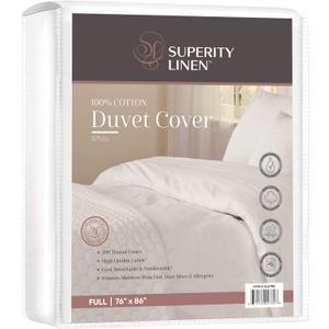 Superity Luxurious Hotel Quality Full Size Duvet Cover 100% Soft and Comfortable Cotton Designed for Full Size Duvet 200 Thread Count 7 Button Closure - (76 x 86)