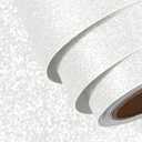 FunStick 24"x200" Wide White Glitter Peel and Stick Wallpaper Removable Waterproof Contact Paper for Cabinets Countertops Renter Friendly Wallpaper for Bathroom Kids Room Paintable White Vinyl Wrap