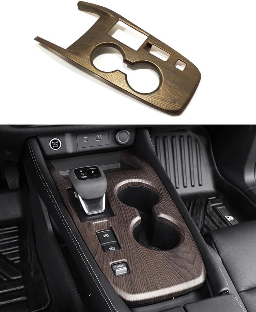 Car Accessories Fit for Nissan Rogue 2021-2024 ABS (Peach Wood) Interior Gear Shift Knob Console Panel Cover Trim 1PC SetWithout Media Drive Control Knob