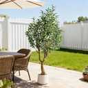 Erimda 6FT Faux Olive Tree with Tall Exquisite Planter Artificial Olive Tree Tall, Potted Fake Olive Plant with 1260 Real Touch Leaves, Indoor Outdoor Home Garden Office Decor