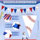 Faccito 5 Pack Baseball Banners Party Decorations Sports Championship Pennants Hanging Decor Themed Triangle Flags Athletics Game Garland for Birthday Party Supplies (Red,Blue,White)