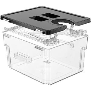 Sous Vide Container with Lid Double-Door-Opening Design 11.65 QT Sous Vide Pot Slow Cooker Container with Built- in Rack Compatible with Most Immersion Circulators