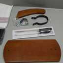 Ham Stand Spain with Knife and Sharpening Steel + Ham Cover + Kitchen Cloth + Tongs - Orginal Ham Holder for Spanish Hams and Italian Prosciutto