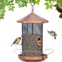 Large Bird Feeders for Outside: 12.6inch Metal for Outdoors Hanging with Copper for Garden Yard Outside Decor Cardinal Finch - Gardening Gifts for Women Men