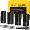 Topec 6PCS Lug Nut Removal Tool, 1/2-Inch Drive Wheel Lock Removal Kit, 17-22mm Stripped Lug Nut Remover, Extractor Socket Set for Broken, Damaged, Rounded Bolts