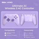 AKNES 8Bitdo Ultimate 2C Wireless 2.4G Controller for Windows PC and Android, Gamepad with Hall Effect Joysticks and Hall Triggers, 1000Hz Polling Rate, Remappable L4/R4 Bumpers - Purple