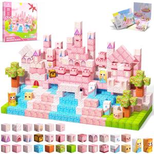 Magnetic Blocks, 100PCS Magnetic Tiles Building Blocks, Magnet Cubes STEM Sensory Game Toys Christmas Birthday Gifts for Kids Girls Age 3+ (Princess Castle)