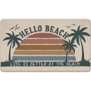 2 x Hello Beach Welcome Front Door Mat, Coastal Tropical Palm Tree, 17''x29''