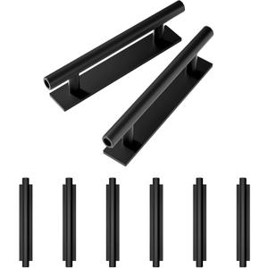 kwa heri Self-Stick Push Pull Helper Black Hidden Cabinet Handles ABS Plastic Door Window Wardrobe Instant Cabinet Drawer Furniture Handles (Black, Pack, 8)