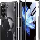 BERFY Upgraded Magnetic for Z Fold 6 Case with S Pen Holder, Compatible with Magsafe,[Built-in Screen Protector & Hinge Protection] Full-Body Plating Slim Phone Case for Samsung Galaxy Z Fold 6, Black