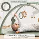 Beautiful Baby Play Gym and Tummy Time Mat - Soft Cotton Mat with 6 Cute Toys Creates The Perfect Activity Area for Your Girl/Boy - Stylish Infant Floor Playmat Fits Nicely with Any Playroom Decor (Sage Green)
