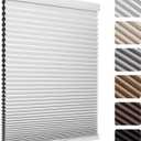 MYshade Cordless Blackout Cellular Shades, 1.5" Honeycomb Window Blinds for Bedroom & Nursery, Thermal Insulated, Noise Reducing, Privacy Shades, Inside or Outside Mount (32" W x 64" H, White)