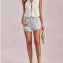 Verdusa Women's Vintage Floral Print Bow Tie Cowgirl Vest V Neck Sleeveless Jacket Outerwear (L)