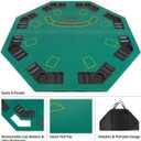 Folding Poker Table Top 48-Inch Solid Wood Topper Space for 8 Players Blackjack Table with Built-in Cupholders and Chip Trays by Trademark Poker