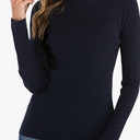 Women's Turtleneck Sweater Long Sleeve Pullover Knit Ribbed Sweater Knitwear Tops for Winter, Large, Navy Blue
