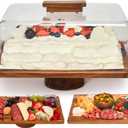 Acacia Wood Cake Stand with Lid 2-in-1 Rectangular Charcuterie Board & Dessert Display, Shatterproof Acrylic Dome Cover for Freshness, Serving Platter for Parties, Weddings, Birthdays, Gifts