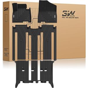 3W Floor Mats for Kia Carnival 2022-2026 8-Seat Gas | Custom Fit All Weather TPE Heavy Duty Liners, Black, Gas Only, Not For Hybrid