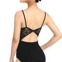 WYHDY Women Camisole Ballet Leotard for Dance Round Neck, Full Front Lining, Lace Bow Back, S
