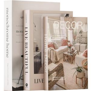 Set of 3 Decorative Books for Home Decor,Stylish Fake Books for Decoration, Aesthetic Decor Books Set for Coffee Table,Bookshelf,Mantel,Living Room,Hotel,Villa Decor,Storage Box for Photos (Zf002)