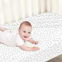 Biloban 4-Pack Crib Sheets Waterproof for Boys Girls, Fitted Crib Sheet for Standard Crib and Toddler Mattress Protector, Super Soft Microfiber Baby Sheet 52x28x8in(Green+Leaf)