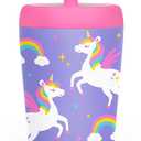 Kid Insulated Stainless Steel Tumbler with Silicone Straw, 12oz Sippy Cup for Kids (Unicorn)