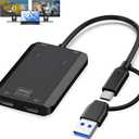 DERSUR USB 3.0 to Dual HD Adapter, Type C to HD Splitter for 2 Monitors, Double 1080P@60Hz Universal Multiple Screen Connector, Extended Display Adapter for MacOS 10.15/ Windows 11/ 10/ 8.1/ 8/ 7