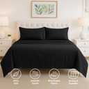 Pure Bedding Bed Sheets - Full Sheet Set [4-Piece, Black] - Hotel Luxury 1800 Brushed Microfiber - Soft and Breathable - Deep Pocket Fitted Sheet, Flat Sheet, Pillow Cases