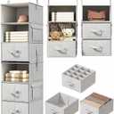 Vailando 6-Shelf Hanging Closet Organizer with 3 Drawers, 2 Separable 3-Shelf Closet Organizers and Storage for Wardrobe Organization, Hanging Dresser for Nursury & Dorm Clothes Organizer, Silver Gray