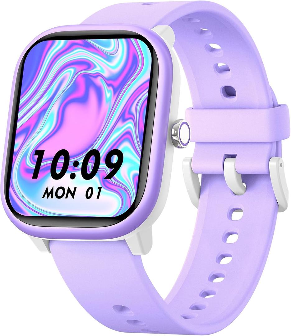 Smart Watch for Kids Girls Boys No APP/Phone Needed, 1.8" IP68 Waterproof Sport Kids Watch Pedometer, Heart Rate, Sleep Monitor, Step Counter, 12 Puzzle Games for Girls Boys Teens 6-16 (Purple)
