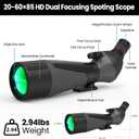 Gosky 20-60x85 Spotting Scope with Full Size Tripod, Phone Adapter and Cleaning Kit, Spotting Scopes for Bird Watching, Wildlife ViewingPortable with Carrying Bag