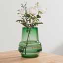 Green Glass Flower Vase for Centerpieces Bouquet Flowers Modern Wide Mouth Glass Vase Decorative Bud Vases for Home Decor, Living Room, Kitchen, Dining Table, Entryway 7.3 Inch