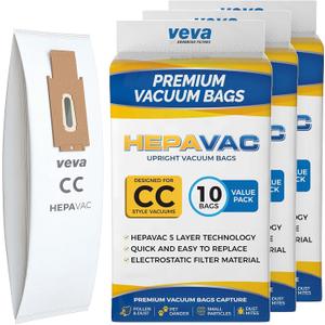 VEVA 30 Pack Premium HEPA Vacuum Bags Odor Fighting Style CC Cloth Bag Work with Oreck Type CC Hypo-Allergenic Model XL5, XL7, XL21, 2000, 3000, 4000, 7000, 8000, 9000