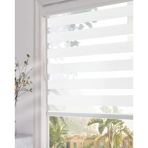 Persilux Zebra Roller Window Shades Dual Layer Roller Sheer Shades (55" W X 64" H, White) Light Filtering Privacy for Day and Night Window Blinds for Home and Office, Easy to Install