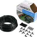 Raindrip R280DT Drip-A-Long 1/4 in. Dripline Kit includes 50 feet of 1/4-Inch Dripline preassembled with 1/2 GPH drippers, 5 Barbed Tees, 5 Barbed Elbows, 5 Barbed Couplings, 5 End Plugs (No Timer)