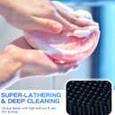 Manmihealth Silicone Back Scrubber & Soft Shower Face Brush Set 4 PCS(Thin Bristles), Super-Cleansing Body Scrubber & Strong Lathering Power Bath Glove Combination (Black)