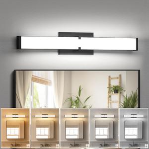 Modern Bathroom Light Fixtures Over Mirror, 32 Inch Dimmable Vanity Lights for Bathroom, 36W 3200 Lumen 5CCT LED Vanity Light Bar, Matte Black Vanity Lighting Fixtures with ETL Certified