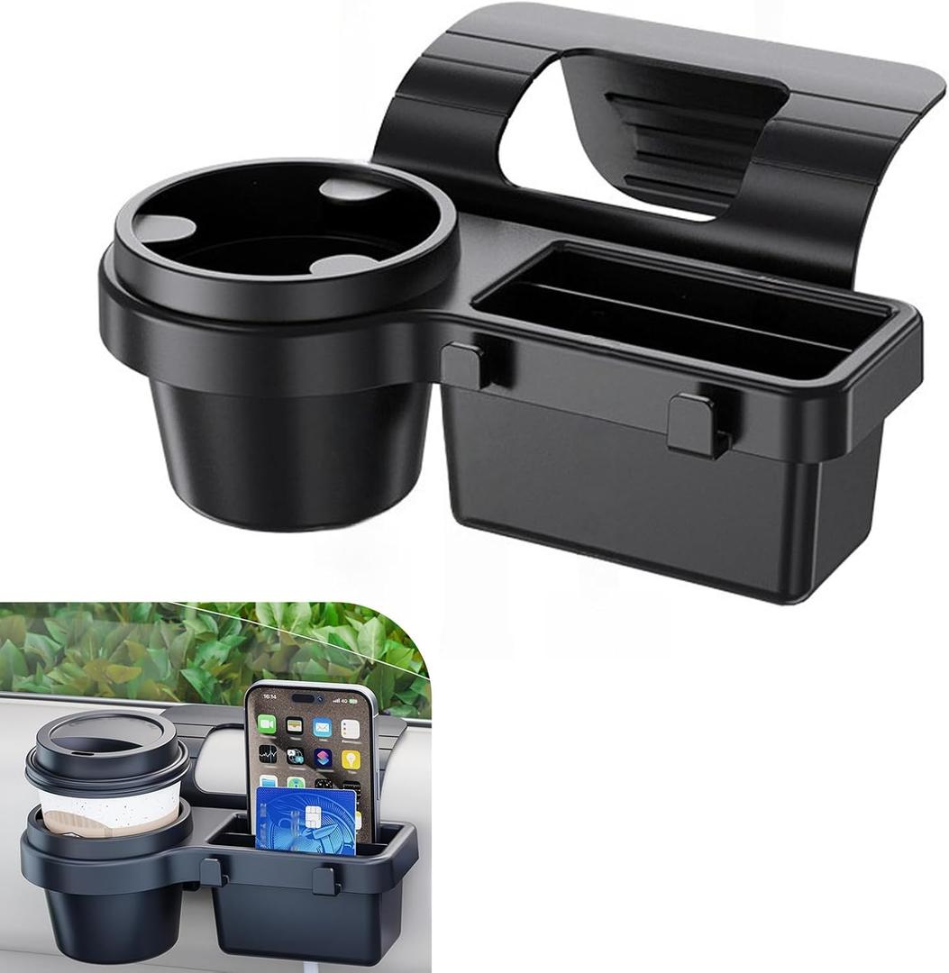 Car Cup Holder, Car Window Multifunctional Organizer, Vehicle Door Side Hanging Rack, Cell Phone Storage Box, Plug & Play Vehicle Storage with Sponge Pads, for Most Cars (Black #B) (1 PC)