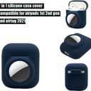 Compatible for Airpods 1st 2nd Case with Airtag Holder,Glow in The Dark,2 in 1 Cover Skin for Airpod for Airtag Combo,Anti-Scratch Anti-Fall Anti-Lost,Glow Blue