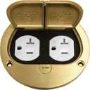 ENERLITES Dual Flip Lid Floor Box Cover, 4" Diameter, 20A Tamper-Weather Resistant Receptacle Outlet, Watertight Gaskets, 975503-C, UL Listed, Brass,Gold