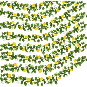 8 Pcs Artificial Lemon Flower Garland Vine, 56 Ft | Fake Yellow Lemon Vines Silk Flowers Hanging Floral Garlands Decoration for Room Wall, Flower Themed Party, Wedding Supplies